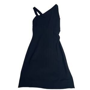 DIANE‎ VON FURSTENBERG Black Asymmetrical Cocktail Dress 0 Extra Small Scrunch
